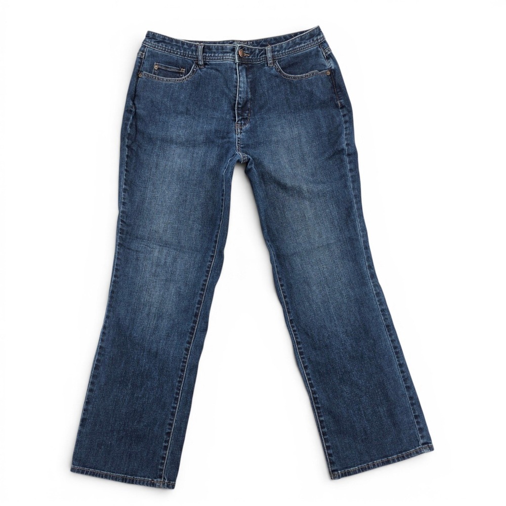 Coldwater Creek Straight Leg Jeans in Dark Blue Wash.